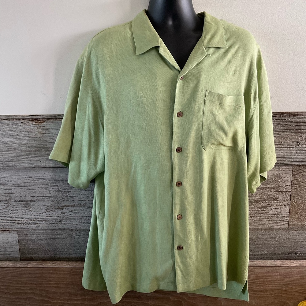 Tommy Bahama 100% Silk Mens Shirt XL Palm Tree Button Down (O1)